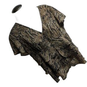 Liz Claiborne Snakeskin Short Sleeves Layered Top Blouse 8